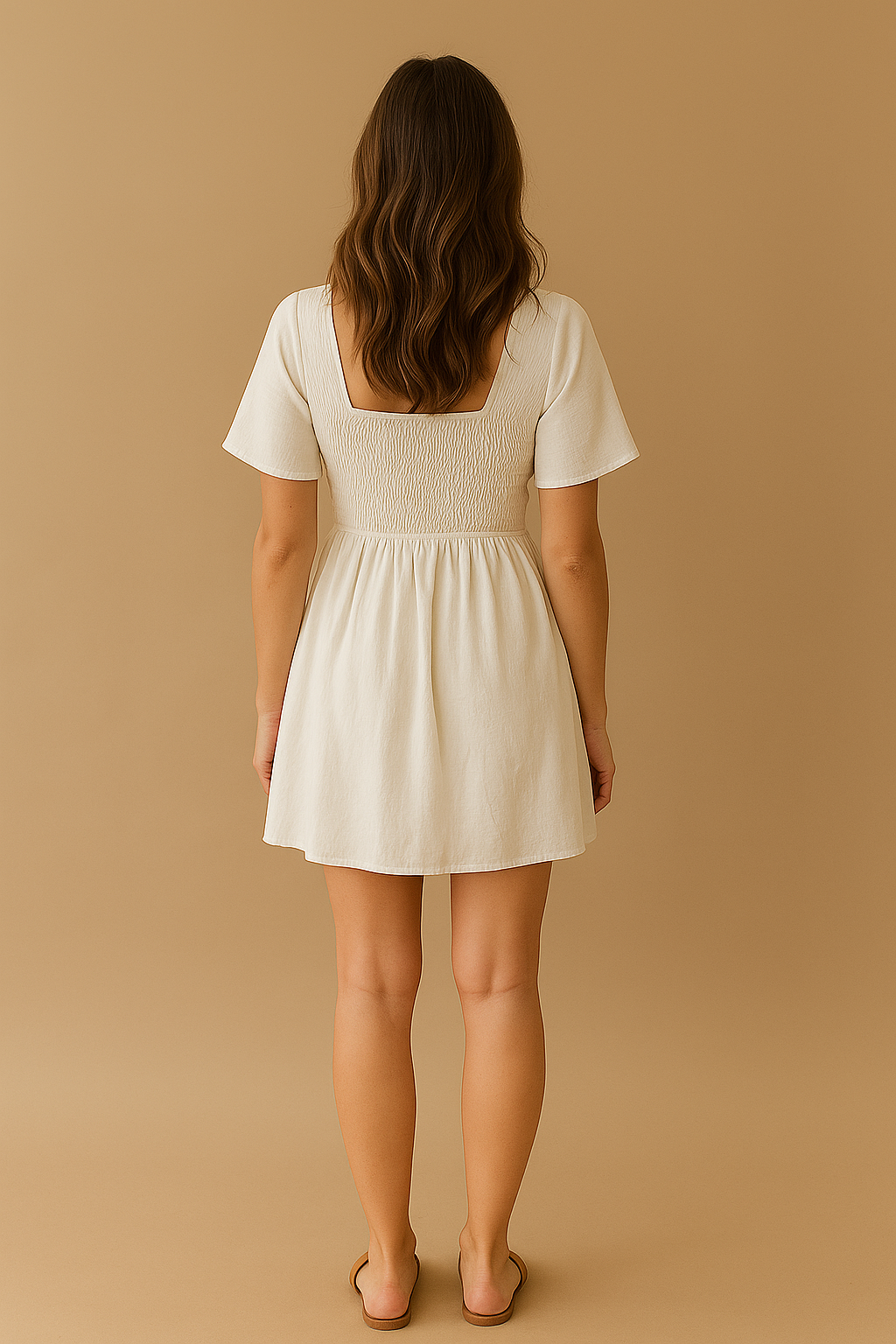 Weißes Sommerkleid für Damen mit quadratischem Ausschnitt